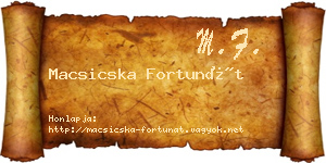 Macsicska Fortunát névjegykártya